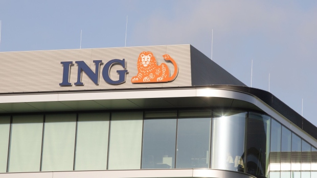 Signage for ING Groep NV at the bank's Cedar campus headquarters at Cumulus Park in Amsterdam, Netherlands, on Wednesday, Feb. 2, 2022. Societe Generale SA has entered into exclusive negotiations with ING to attract its French retail banking customers, as the Dutch lender exits the market. Photographer: Peter Boer/Bloomberg