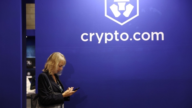 <p>Crypto.com signage during the Singapore FinTech Festival in Singapore.</p>