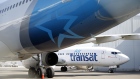 Air Transat aircraft sit on the tarmac at Toronto Pearson International Airport (YYZ) in Toronto, Ontario, Canada, on Wednesday, April 8, 2020. The airport is now averaging 200 flights per day, down from 1,200 before the Covid-19 pandemic, CTV News reported.