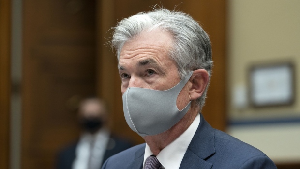 Jerome Powell, chairman of the U.S. Federal Reserve, wears a protective mask during a House Select Subcommittee on the Coronavirus Crisis hearing in Washington, D.C., U.S., on Wednesday, Sept. 23, 2020. Powell yesterday said the U.S. economy has a long way to go before fully recovering from the coronavirus pandemic and will need further support.