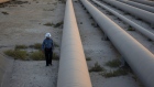 Crude oil pipeline at Ras Tanura oil refinery in Saudi Arabia.