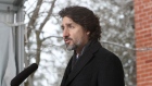 Justin Trudeau speaks outside his Ottawa residence on Feb. 5.