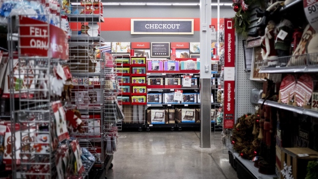 Crafting supplies are displayed for sale at a Michaels Cos Inc. store in Chicago, Illinois, U.S., on Tuesday, Nov. 28, 2017. Michaels Cos Inc. is scheduled to release earnings figures on November 30. Photographer: Christopher Dilts/Bloomberg