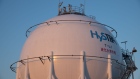 A hydrogen storage tank at the liquefied hydrogen receiving terminal on Kobe Airport Island in Kobe, Hyogo Prefecture, Japan, on Monday, Oct. 26, 2020. Japan will have to accelerate the closure of coal plants and ramp up renewable energy capacity over the next decade to meet Prime Minister Yoshihide Suga’s pledge to be emissions neutral in 30 years. Photographer: Akio Kon/Bloomberg