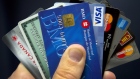 Credit cards are seen in Montreal on December 12, 2012.
