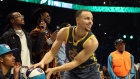 CHARLOTTE, NORTH CAROLINA - FEBRUARY 16: Stephen Curry #30 of the Golden State Warriors prepares to shoot during the MTN DEW 3-Point Contest as part of the 2019 NBA All-Star Weekend at Spectrum Center on February 16, 2019 in Charlotte, North Carolina. (Photo by Streeter Lecka/Getty Images) Photographer: Streeter Lecka/Getty Images North America