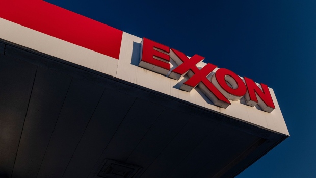Signage at an Exxon Mobil gas station in El Cerrito, California, U.S., on Tuesday, July 27, 2021. Exxon Mobil Corp. is expected to release earnings figures on July 30.