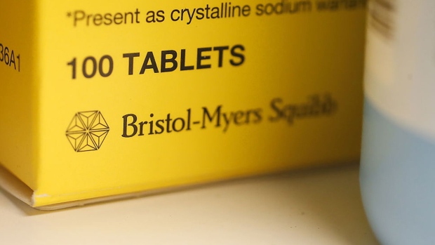 Bristol-Myers Squibb Co. brand medication sits on a pharmacy shelf in Provo, Utah. Photographer: George Frey/Bloomberg