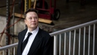 Elon Musk, chief executive officer of Tesla Inc., departs from court for the SolarCity trial in Wilmington, Delaware, U.S., on Monday, July 12, 2021. Musk was cool but combative as he testified in a Delaware courtroom that Tesla Inc.'s more than $2 billion acquisition of SolarCity in 2016 wasn't a bailout of the struggling solar provider.