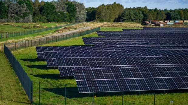 The British Army's first ever solar farm, part of Proect Prometheus, at the Defence School of Transport (DST) in Leconfield, U.K., on Wednesday, Sept. 29, 2021. The U.K.'s solar industry is calling on the government to triple installed capacity in the next eight years. Photographer: Ian Forsyth/Bloomberg