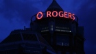 Rogers Communications Inc. logo displayed atop the the company's headquarters in Toronto.