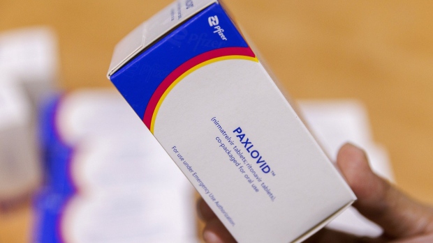 Boxes of Pfizer Inc.s Paxlovid antiviral medication.