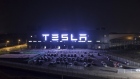 The Tesla Inc. Gigafactory stands illuminated at night in Shanghai, China, on Friday, Nov. 1, 2019. After starting construction this year, Tesla’s new factory is already producing electric vehicles on a trial basis. Photographer: Qilai Shen/Bloomberg
