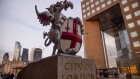 A statue of a dragon marking the boundary of the City of London, UK. Photographer: Jason Alden/Bloomberg