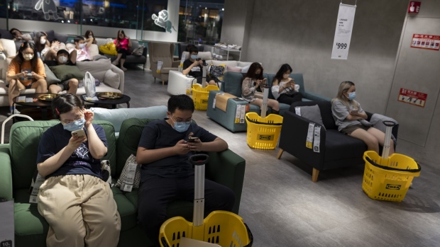 SHANGHAI, CHINA - JUNE 03: People at a branch of Ikea on June 03, 2022 in Shanghai, China. (Photo by Hugo Hu/Getty Images)