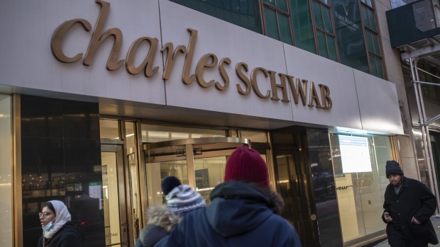A Charles Schwab location in New York, U.S., on Sunday, Jan. 16, 2022. Schwab reported adjusted earnings per share for the fourth quarter that missed the average analyst estimate. Photographer: Victor J. Blue/Bloomberg