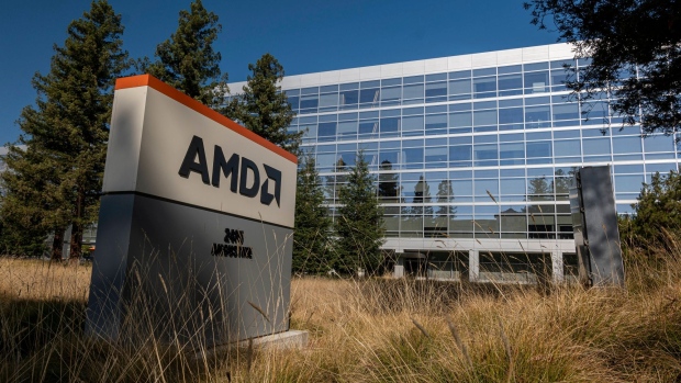 Advanced Micro Devices (AMD) headquarters in Santa Clara, California, U.S., on Thursday, Jan. 27, 2022. Advanced Micro Devices Inc. is scheduled to release earnings figures on February 1.