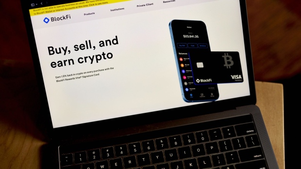 The BlockFi website on a laptop computer arranged in the Brooklyn borough of New York, US, on Thursday, Nov. 17, 2022. Cryptocurrency lender BlockFi Inc. is preparing to file for bankruptcy within days, according to people with knowledge of the matter who asked not to be named because discussions are private.
