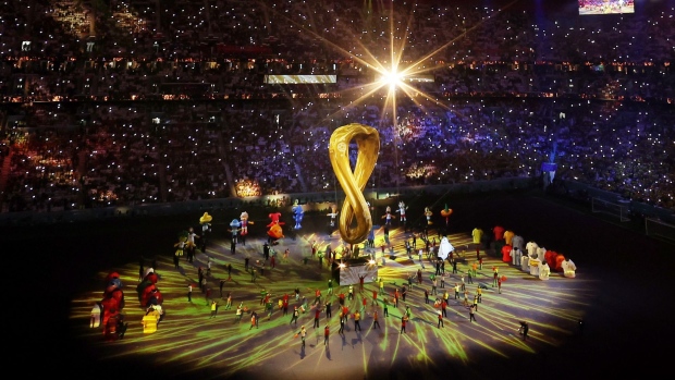 The opening ceremony for the 2022 Qatar FIFA World Cup. Photographer: Mohamed Farag/Getty Images