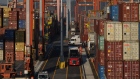 Cargo and trucks at Port of Vancouver