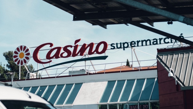 A logo on a Casino supermarket, operated by Casino Guichard Perrachon SA, in Marseille, France, on Thursday, May 20, 2021.  Photographer: Theo Giacometti/Bloomberg