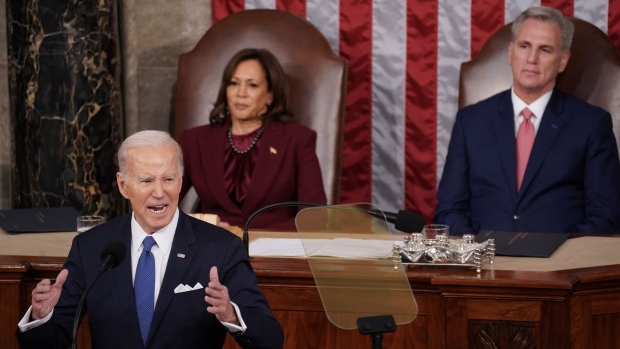 Joe Biden during a State of the Union address at the US Capitol in Washington, DC, on Feb. 7.