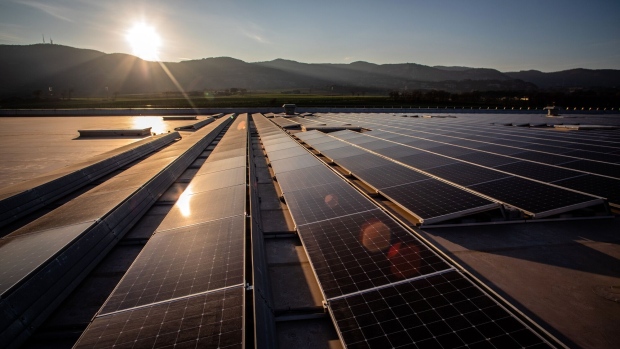 A solar panel farm in Barcelona, Spain. Photographer: Bloomberg Creative Photos/Bloomberg