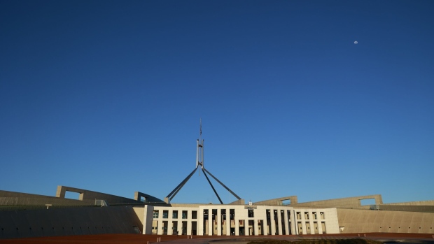 Parliament House in Canberra, Australia, on Tuesday, May 9, 2023. Australia is headed for its first budget surplus since 2008 as windfall tax revenue from a fully employed economy and elevated commodity export prices combine to swell the government’s coffers. Photographer: Hilary Wardhaugh/Bloomberg