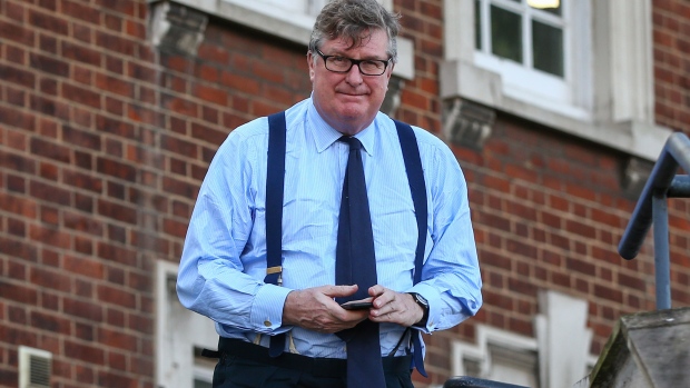 Crispin Odey, founding partner of Odey Asset Management LLP, outside Hendon Magistrates' Court during a break in proceedings in London, U.K., on Thursday, Feb. 18, 2021. Famously bearish hedge fund manager and prominent Brexit supporter Odey will fight a criminal charge of indecent assault stemming from an incident during the summer of 1998. Photographer: Hollie Adams/Bloomberg