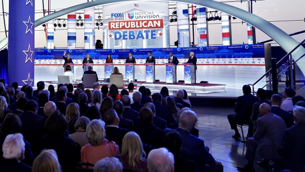 The Republican primary presidential debate on Sept. 27. Photographer: Eric Thayer/Bloomberg