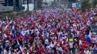 Protesters attend an Independence Day demonstration to celebrate a court ruling against First Quantum Minerals, in Panama City on Tuesday.