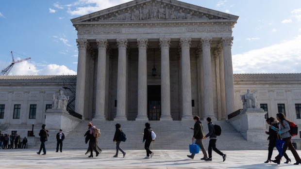 The US Supreme Court in Washington, DC, US, on Tuesday, Feb. 21, 2023. A case being argued today tests whether Google's YouTube can be held liable for automated recommendations of Islamic State terrorism videos, challenging Section 230 of the Communications Decency Act.