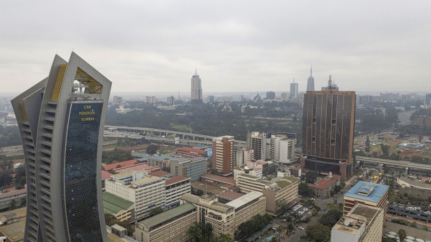 The CBK Pension Towers building on the city skyline in Nairobi, Kenya, on Wednesday, July 5, 2023.