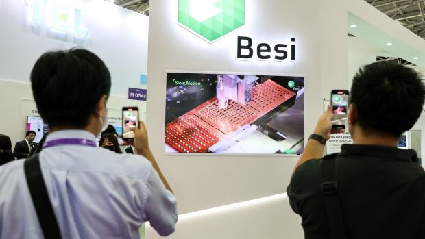 A video showing the manufacturing of semiconductor chips at the BE Semiconductor Industries N.V. booth at the Semicon Taiwan exhibition show in Taipei, Taiwan, on Wednesday, Sept. 14, 2022. The show will run through Sept. 16.