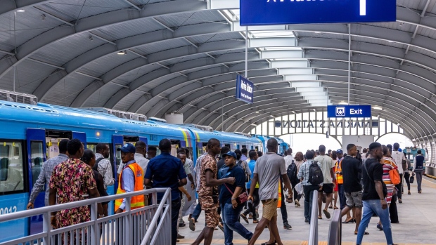 Passengers on the Lagos Blue Line Rail in Lagos, Nigeria, on Tuesday, Sept. 5, 2023.