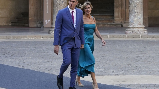 Pedro Sanchez, with his wife Begona Gomez, in Granada, in 2023.