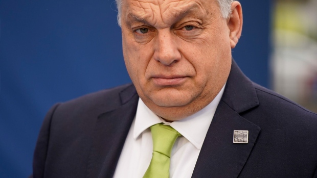 <p>Viktor Orban, Hungary's prime minister, arrives for a nuclear energy summit in Brussels on March 21. </p>
