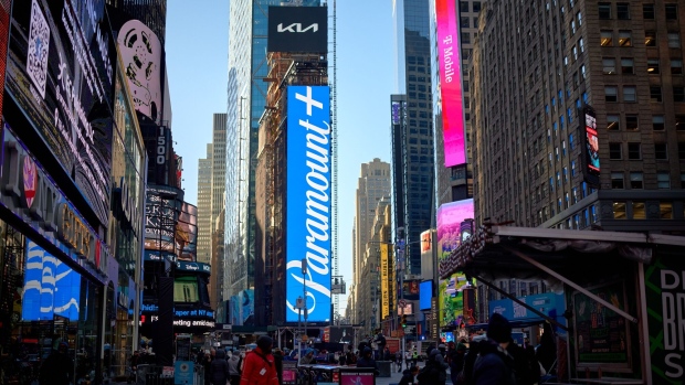 <p>Paramount+ signage in New York.</p>