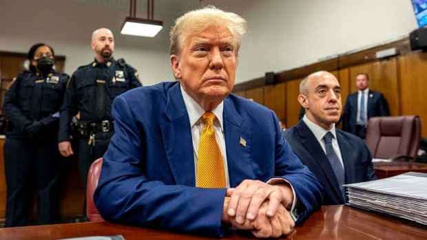 Donald Trump at Manhattan criminal court in New York, US, on May 2. Photographer: Mark Peterson/New York Magazine/Bloomberg