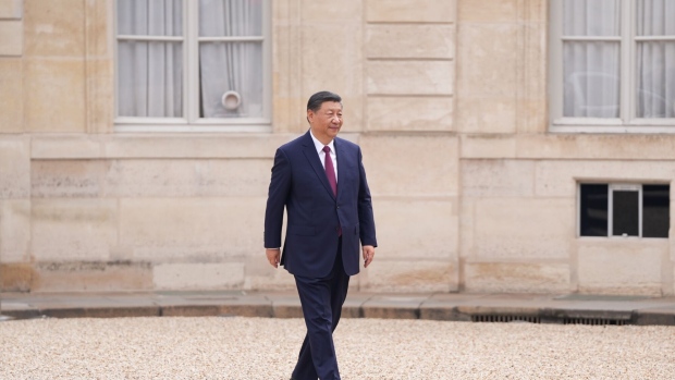 <p>Xi Jinping, China's president, arrives for his meeting with Emmanuel Macron, France's president, in Paris on May 6.</p>