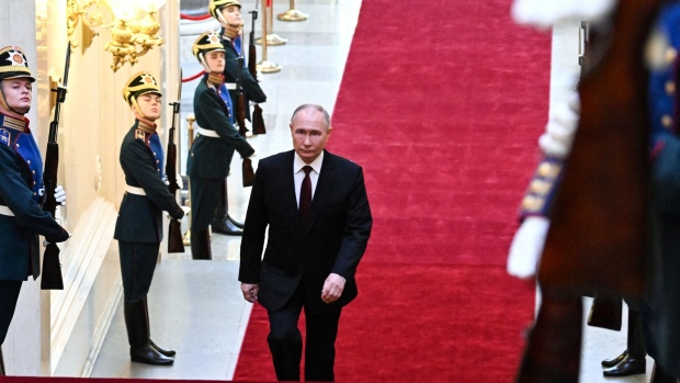 Vladimir Putin ahead of his inauguration ceremony at the Kremlin in Moscow on May 7. Photographer: Alexey Maishev/AFP/Getty Images