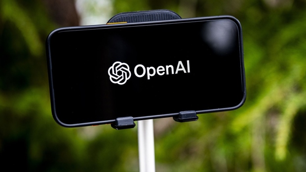 The Open AI logo on a smartphone arranged in Crockett, California, US, on Friday, Dec. 29, 2023. Microsoft has invested some $13 billion in OpenAI and integrated its products into its core businesses, quickly becoming the undisputed leader of AI among big tech firms.