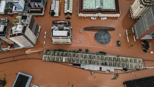 Floodwater in the historic center of Porto Alegre, Rio Grande do Sul state, Brazil, on May 5.