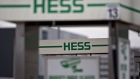 <p>Fuel pumps at a Hess gas station in Washington, DC.</p>