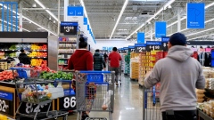Shoppers  at a Walmart store in Secaucus, New Jersey, US, on Tuesday, March 5, 2024. Walmart is revamping more than 800 store locations and adding high-end products. Photographer: Gabby Jones/Bloomberg