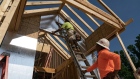 <p>Homes under construction in Lillington, North Carolina, US.</p>