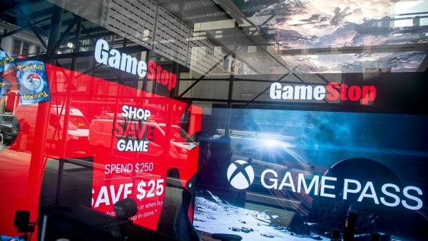 A GameStop store in New York, US, on Tuesday, May 14, 2024. Meme-stock traders again piled into GameStop Corp. a day after shares soared in a revival of the retail frenzy. Photographer: Michael Nagle/Bloomberg