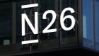 <p>The logo of N26 Bank on an office building in Berlin.</p>