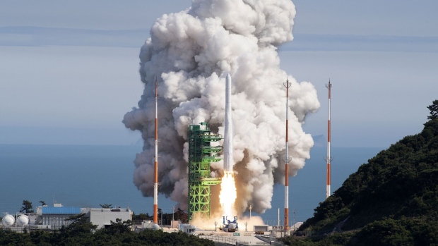 A Nuri rocket takes off from the Naro Space Center in Goheung, South Korea, on June 21, 2022.