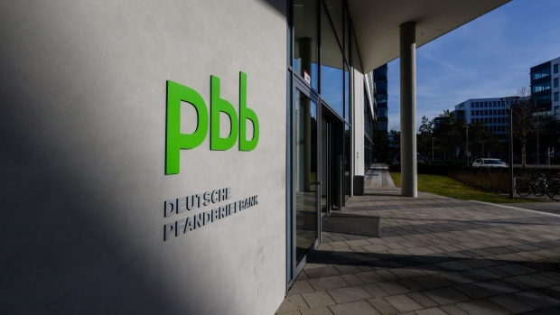 The headquarters of Deutsche Pfandbriefbank AG in Garching, Germany. Photographer: Michaela Stache/Bloomberg